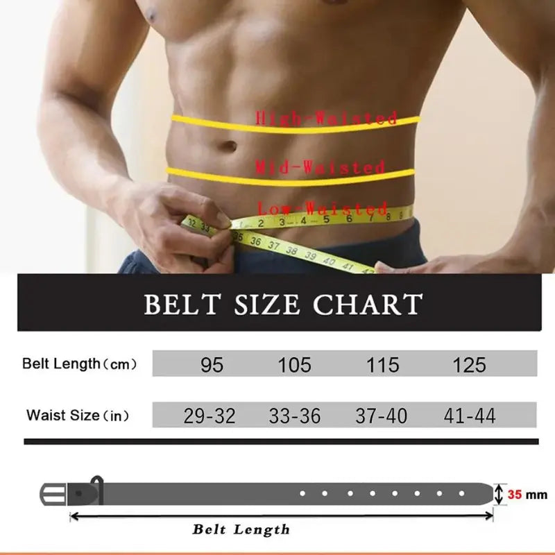 Men's Classic Black Leather Belt with Stylish Pin Buckle , Wide men belts