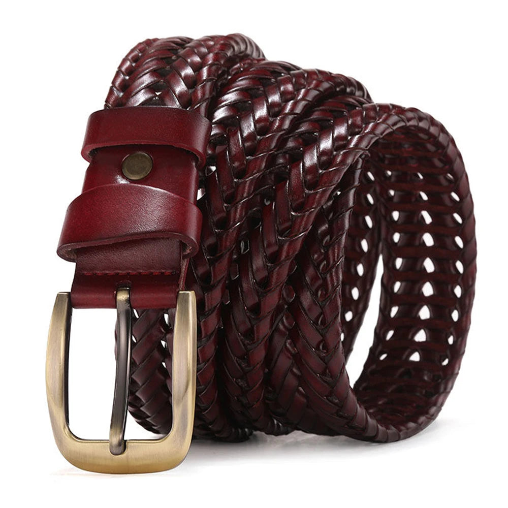 Cowboy Style Men's Braided Leather Belt