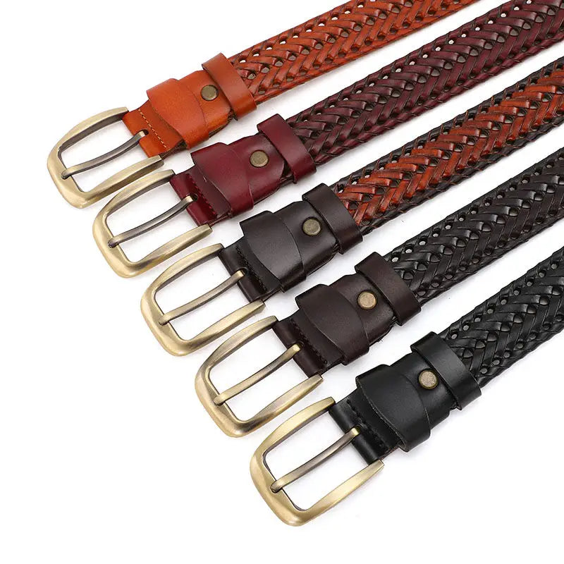 Cowboy Style Men's Braided Leather Belt