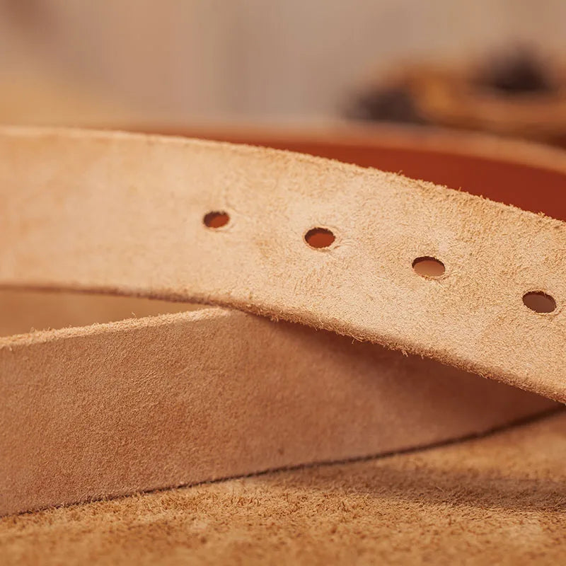 Mens Casual Leather Belts For Jeans; Cowhide Leather