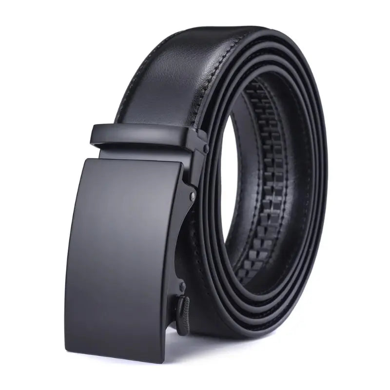 Genuine Leather Black Belt for Men Automatic Buckle