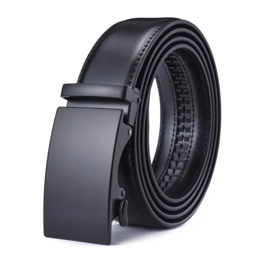 Genuine Leather Black Belt for Men Automatic Buckle