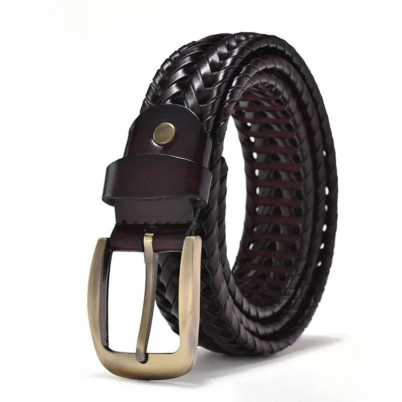 Cowboy Style Men's Braided Leather Belt