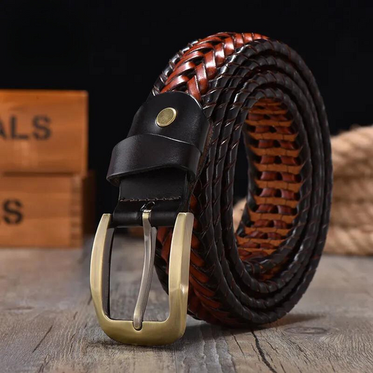 Cowboy Style Men's Braided Leather Belt
